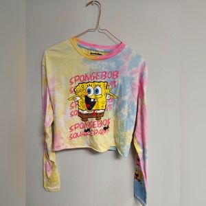 Small Tie-Dye Cropped SpongeBob Long Sleeve